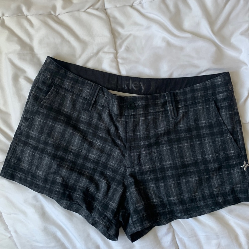 Plaid black hurley swim shorts